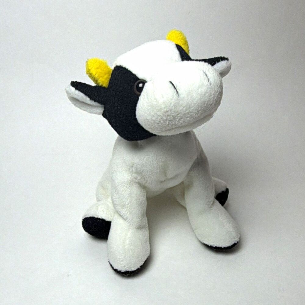 Black White Yellow Cow Plush Stuffed Animal Toy